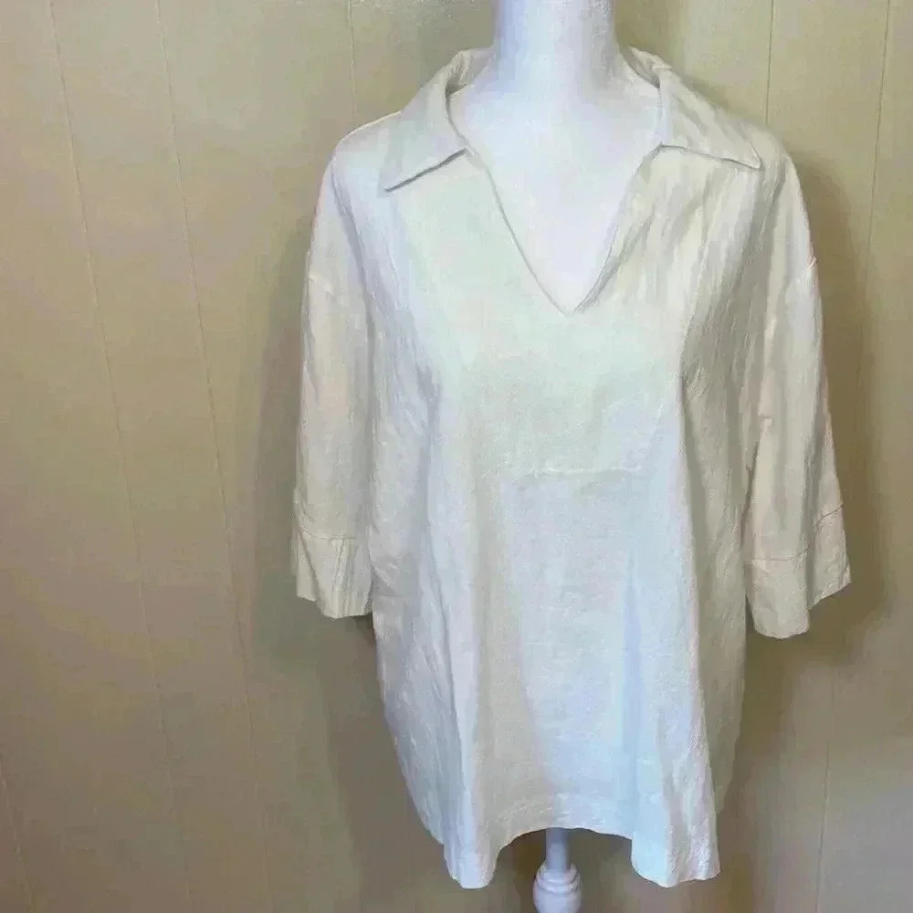 Misslook Off White Plus Sized 2XL 3/4 Sleeve Tunic Top.